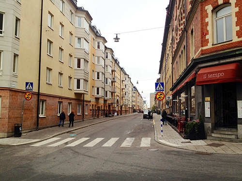 Repslagargatan från Högbergsgatan. Ändrad skyltning, bara att cykla på. Foto: Jens Johansson