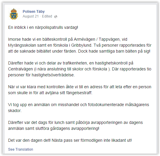 Polisen Täby Facebook